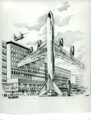 Drawing of Airbus A380 - Vintage Photograph
