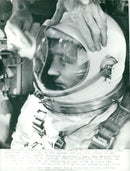 Astronaut James McDivitt in his spacecraft in front of space shuttle with Gemini-4 - Vintage Photograph
