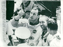 The astronauts James MccDivitt and Edward White II aboard the USS WASP - Vintage Photograph