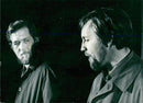 Stig Torstensson och Martin Berggren i Werner Aspenströms "Trappa och ett ovanligt fall" på Göteborgs stadsbibliotek - Vintage Photograph