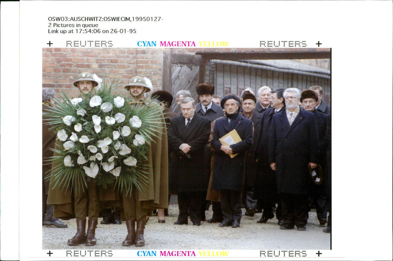Auschwitz Poland:carry a wreath - Vintage Photograph