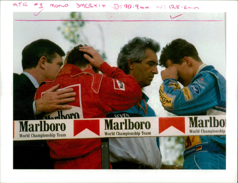 Ayrton Senna: Michael Schumacher and Nicola Larini - Vintage Photograph
