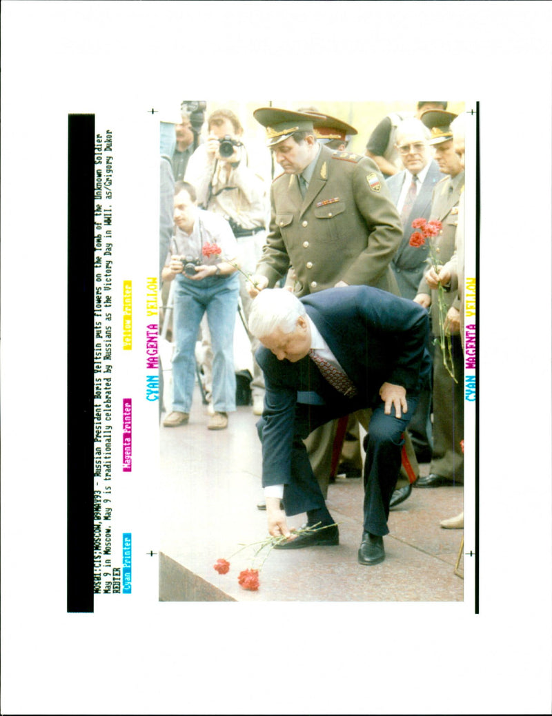 Boris Yeltsin at the Tomb of the Unknown Soldier  - 1993 - Vintage Photograph