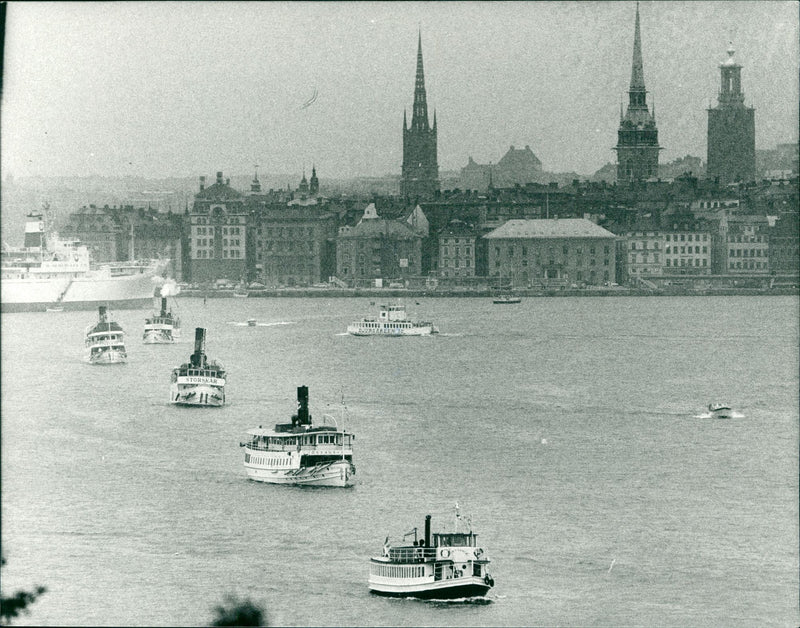 Archipelago boats - archipelago's day was celebrated - Vintage Photograph