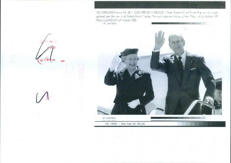 Queen Elizabeth II and Prince Philip at Adelaide Airport - Vintage Photograph
