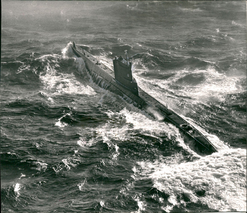 Soviet submarine in Karlskrona archipelago - Vintage Photograph