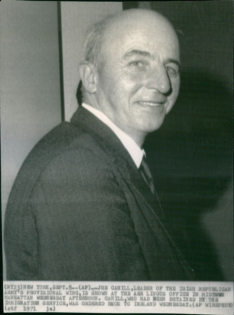 Joe Cahill at the AER Lingus office - Vintage Photograph