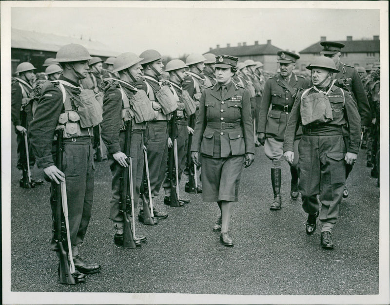 Mary, Princess Royal inspects Canadians - Vintage Photograph