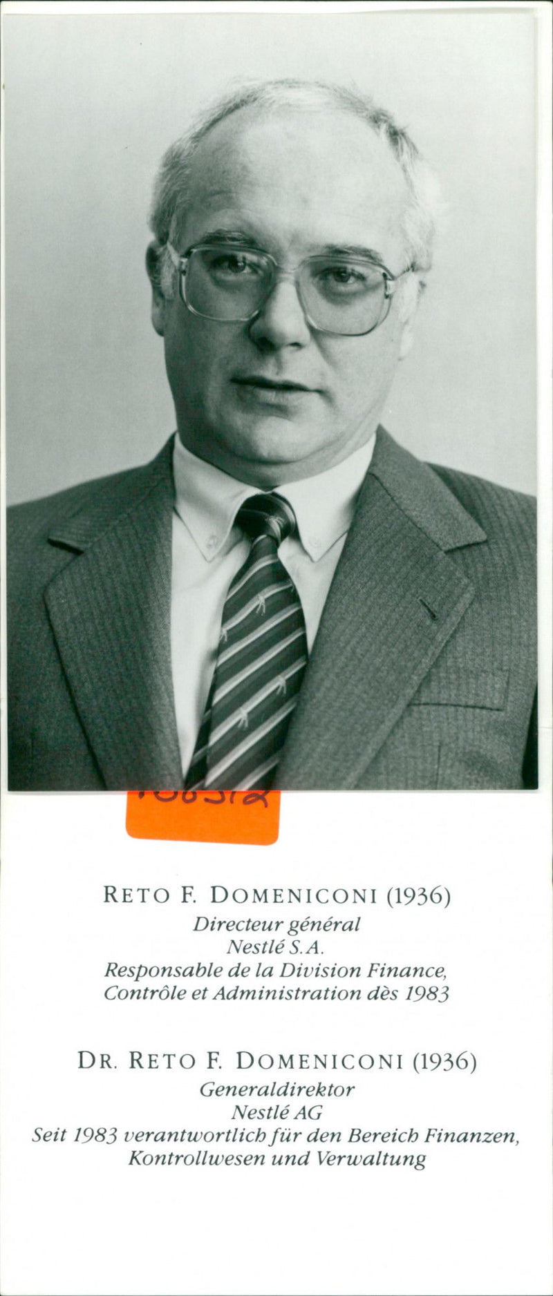 Reto F. Domeniconi (1936) - Vintage Photograph