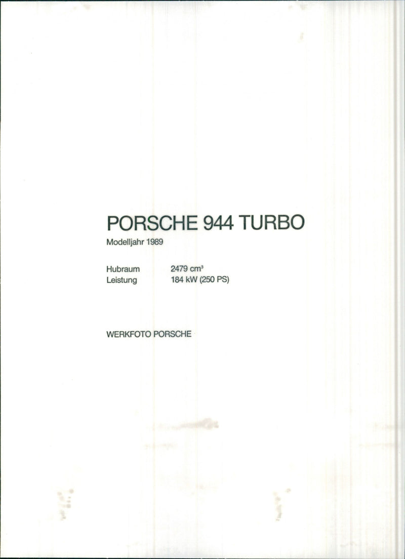 Porsche 944 Turbo 1989 - Vintage Photograph
