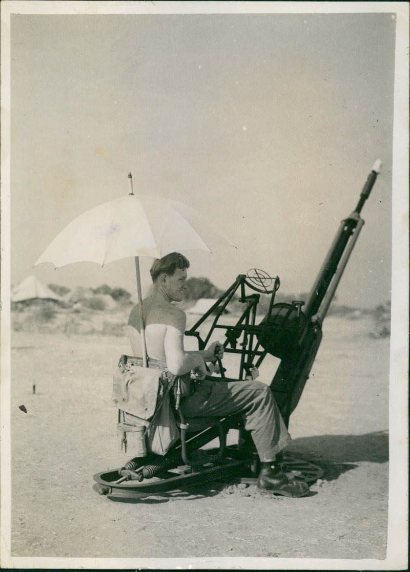 A. Gillman mans aircraft gun - Vintage Photograph