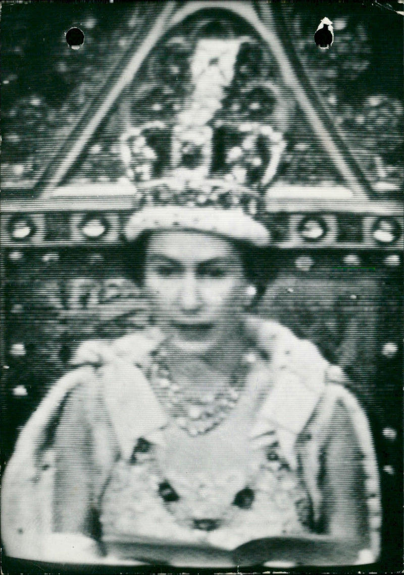 Broadcast image of Queen Elizabeth II - Vintage Photograph