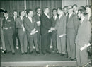Mr. M. Anseele, Minister of Communication handing out certificates - Vintage Photograph