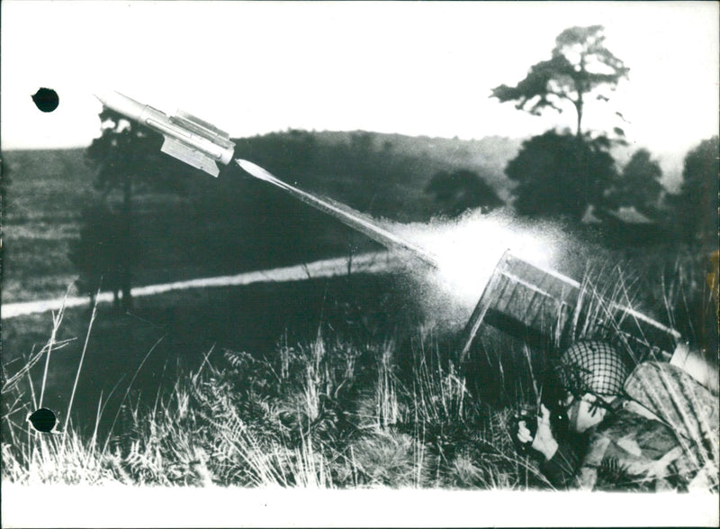 Launch of anti-tank weapon "Vickers 891" - Vintage Photograph