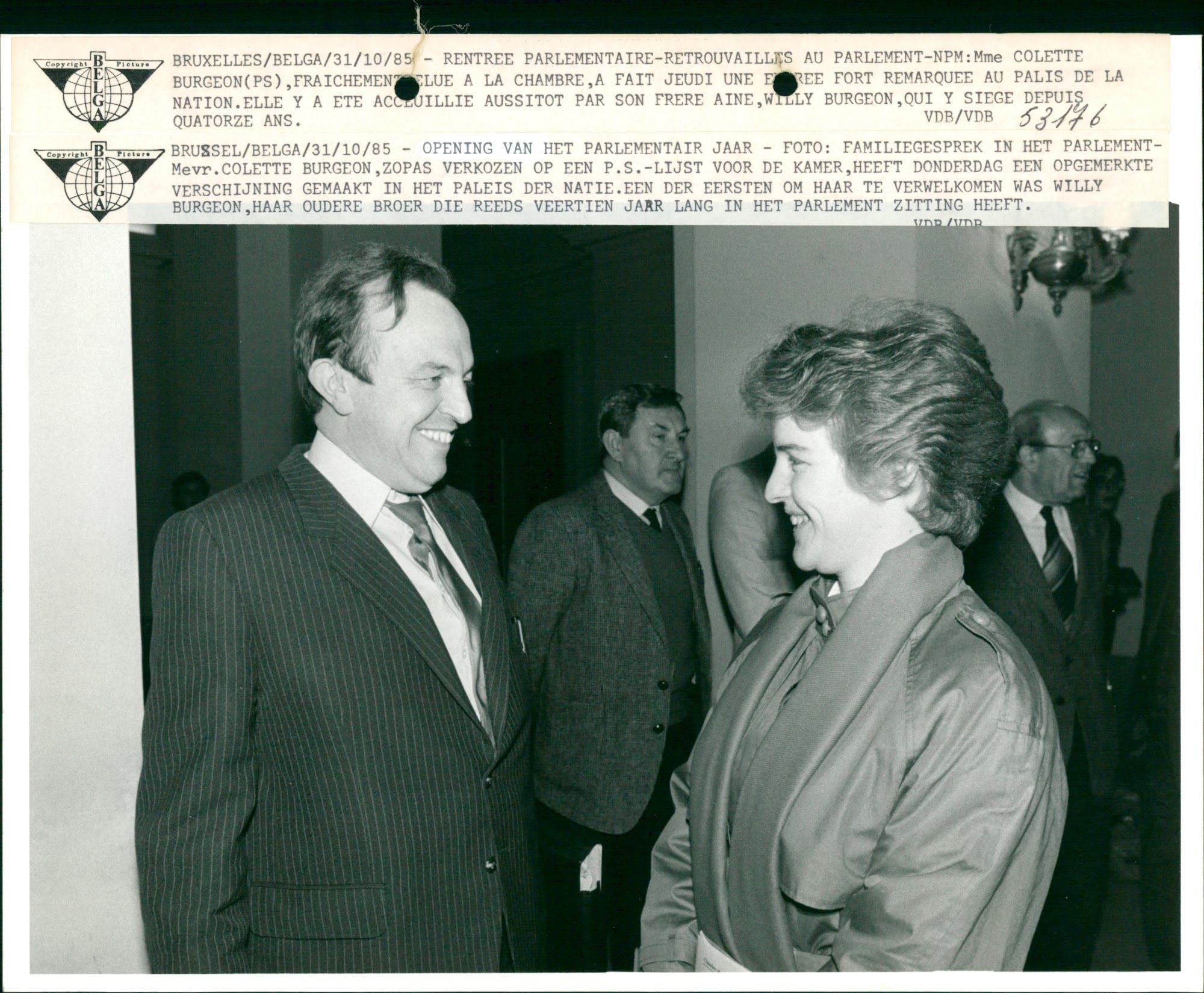 Ms. Colette Burgeon talking to her brother Willy Burgeon Vintage Pho