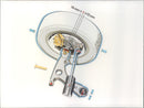 Drawing of 1988 Volkswagen Passat's front wheel suspension - Vintage Photograph