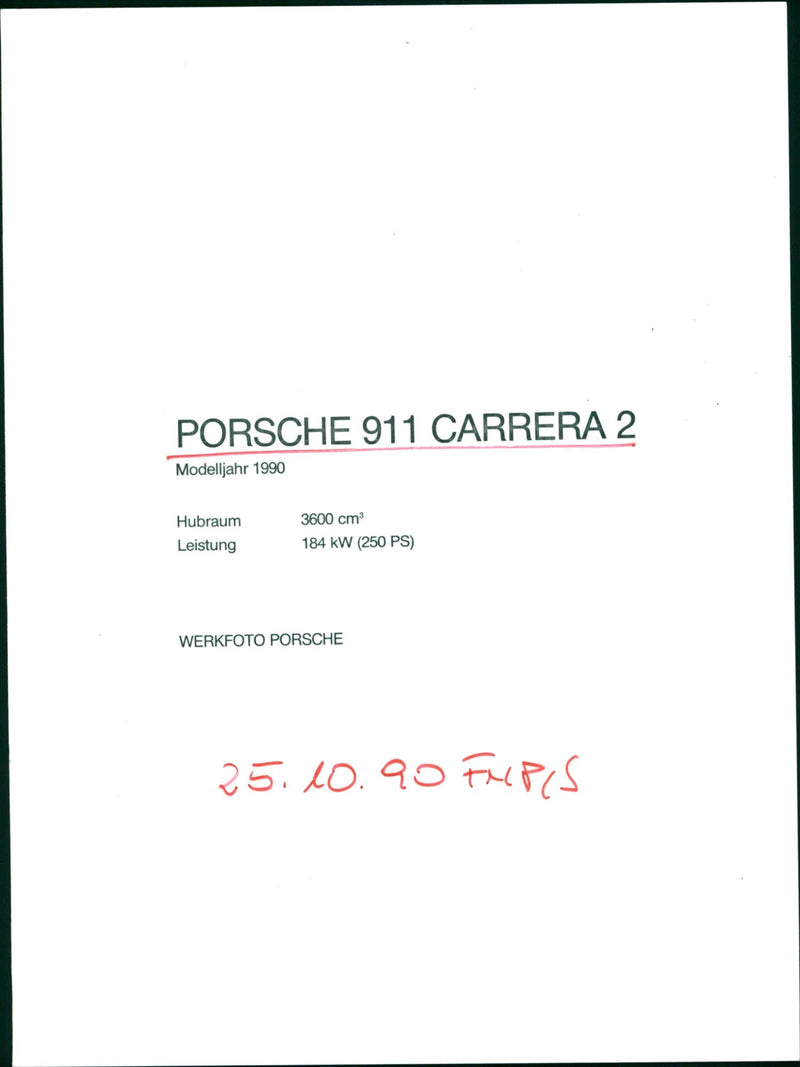 Porsche 911 Carrera 2 - Vintage Photograph