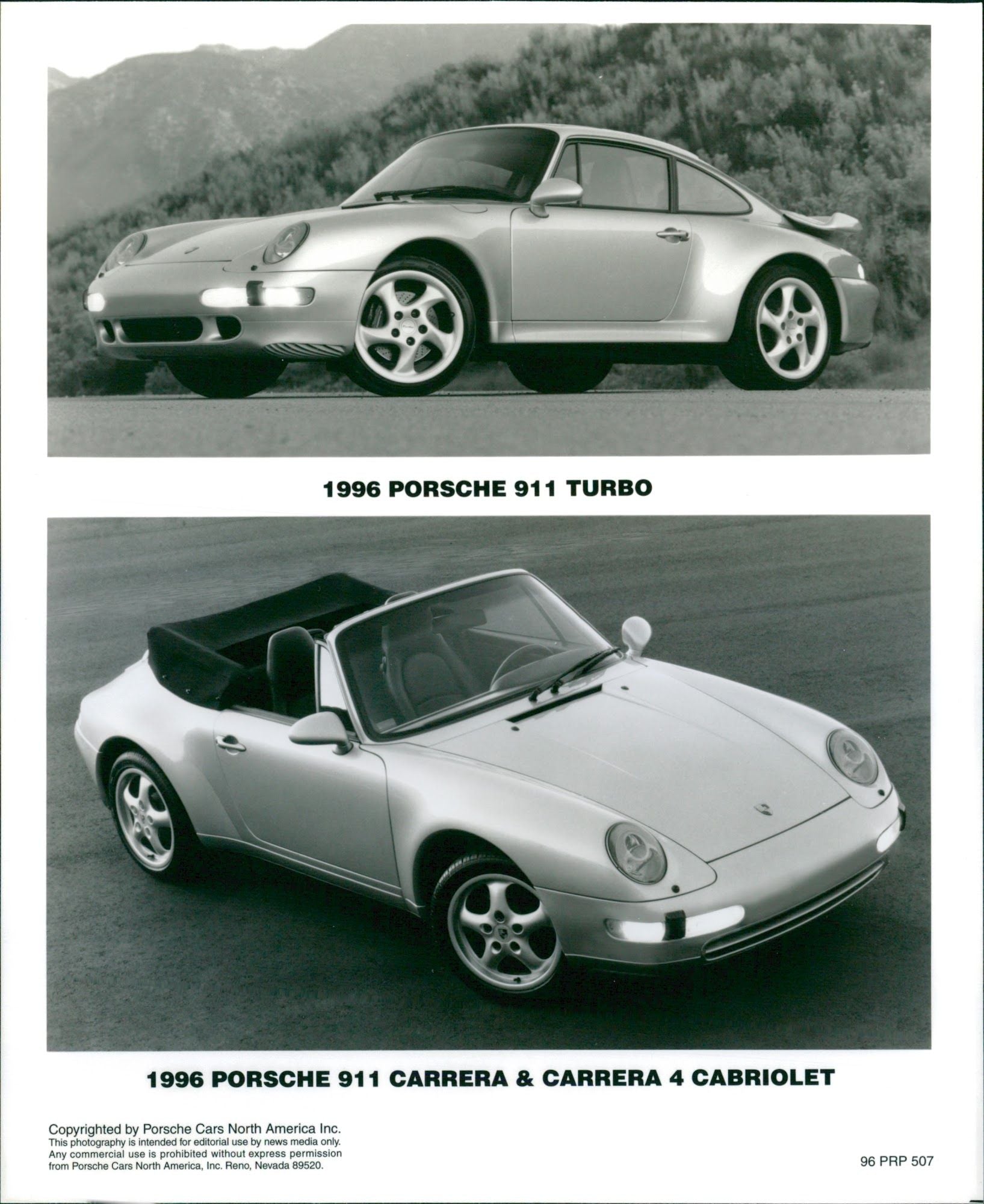 1996 CARS PORSCHE AMERICA Vintage Photograph