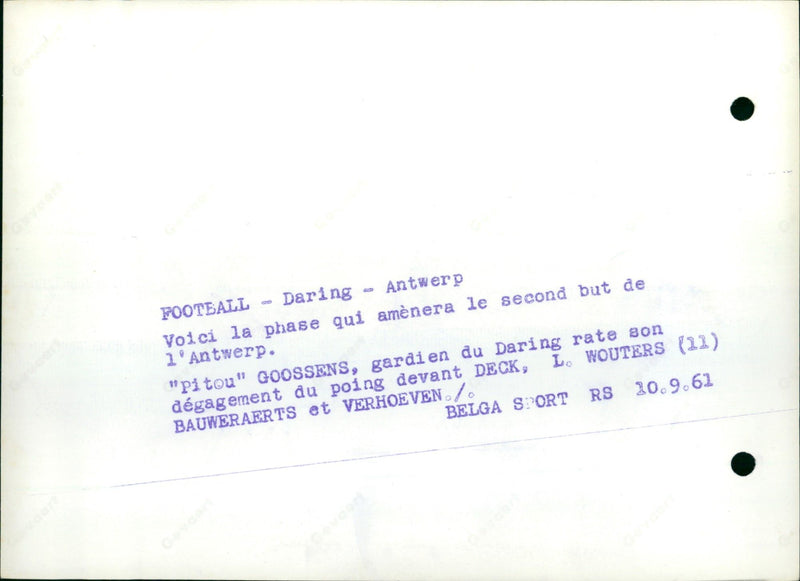 Football : Daring vs Antwerp - Vintage Photograph