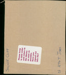 A hiker stands atop a cliff overlooking a valley. - Vintage Photograph