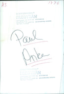 A group of people stand in the snow, illuminated by the light of the night sky, in a winter landscape in Sweden in 1976. - Vintage Photograph