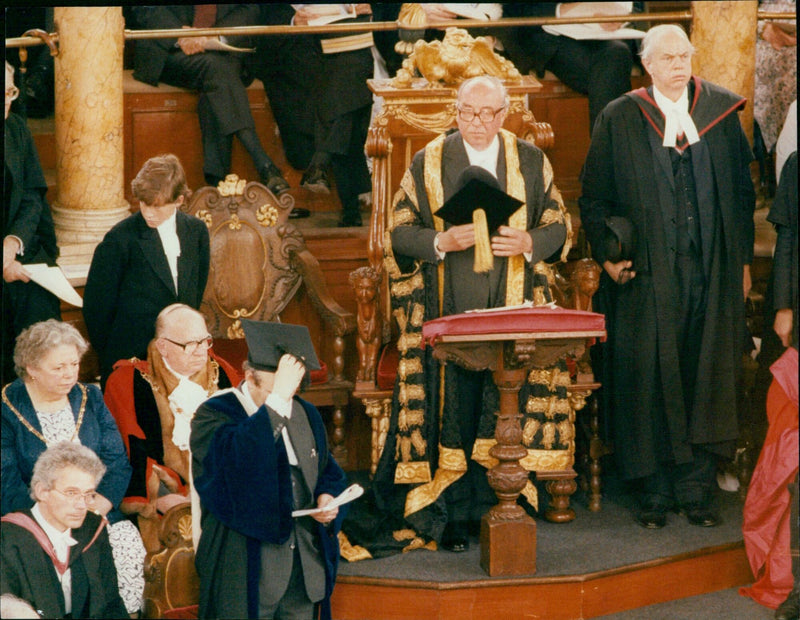 Mr. Roy Jenkins being installed as Chancellor of Oxford University. - Vintage Photograph