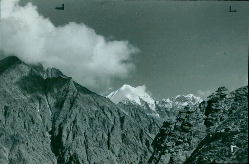 Mount Rakshya, climbed by our expedition 3+4, is seen capped with white snow. - Vintage Photograph