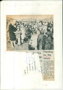 Pupils at St Andrew's Primary School in Headington prepare to help plant 12 silver birches in a new adventure playground and nature reserve. - Vintage Photograph