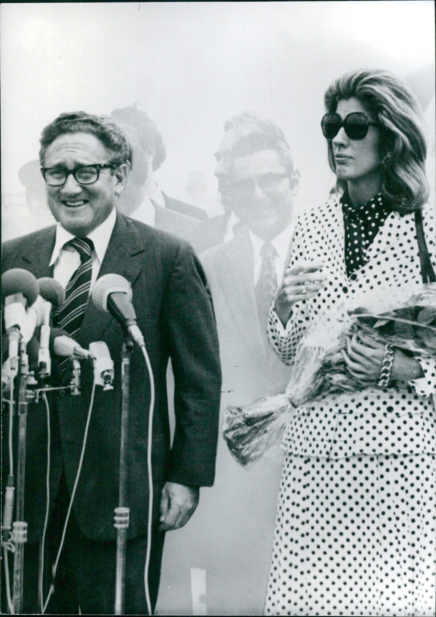 Dr Aimé Kissinger & Dr Beate Kissinger Augenärzte Dr. Henry Kissinger and wife Nancy at Lod Airport - Vintage Photograph