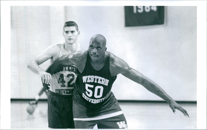 Shaquille O'Neal and Matt Nover in the film "Blue Chips", 1994. - Vintage Photograph