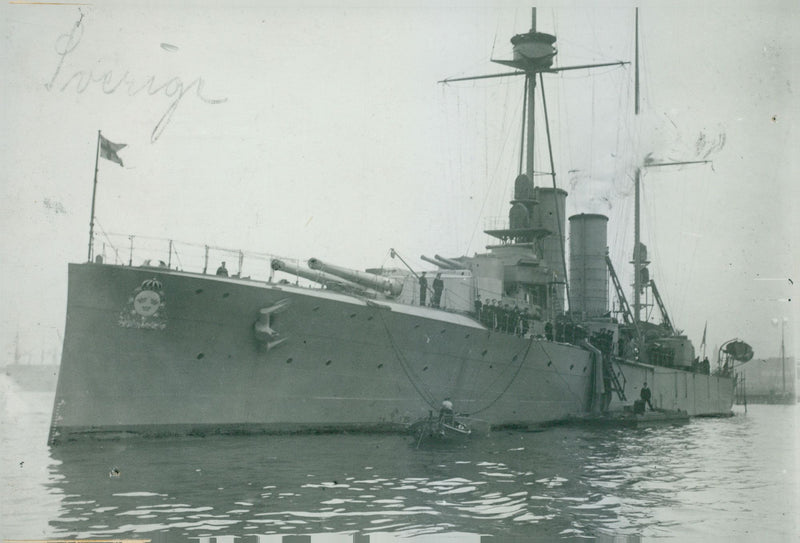 Armoured boat Sverige - Year 1915 - Vintage Photograph