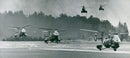 The first helicopter division at Berga during show at the celebration of the 10th anniversary of the first custom carousel - Vintage Photograph
