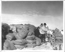 Harold I. Hune and Francis Dane arrive at the Pressure Camp with food supplies. - 16 August 1934 - Vintage Photograph