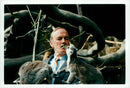 Actor John Cleese visited Stockholm recently. Here he is seen together with Skansen's lemurs - Vintage Photograph
