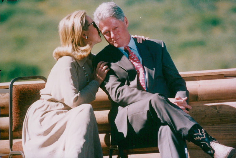 Bill and Hillary Clinton at Grand Teton National Park - Vintage Photograph