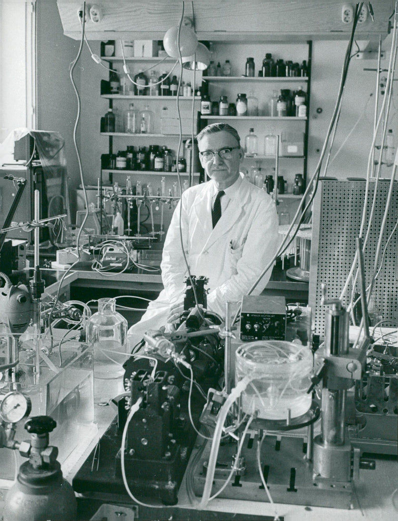 Professor Ulf von Euler in his laboratory - Vintage Photograph