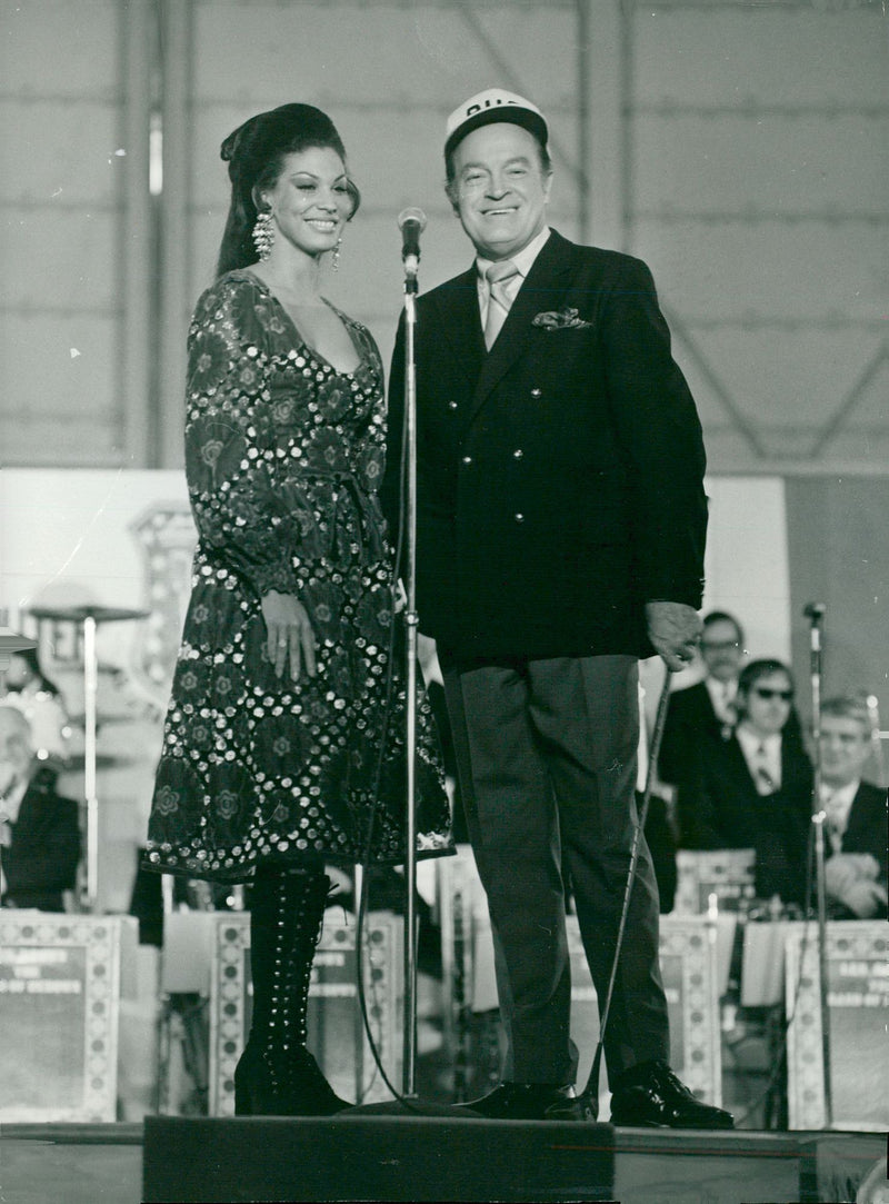 Bob Hope with Miss World 1971, Jenny Hosten at R.A.F. Lakenheath - Vintage Photograph