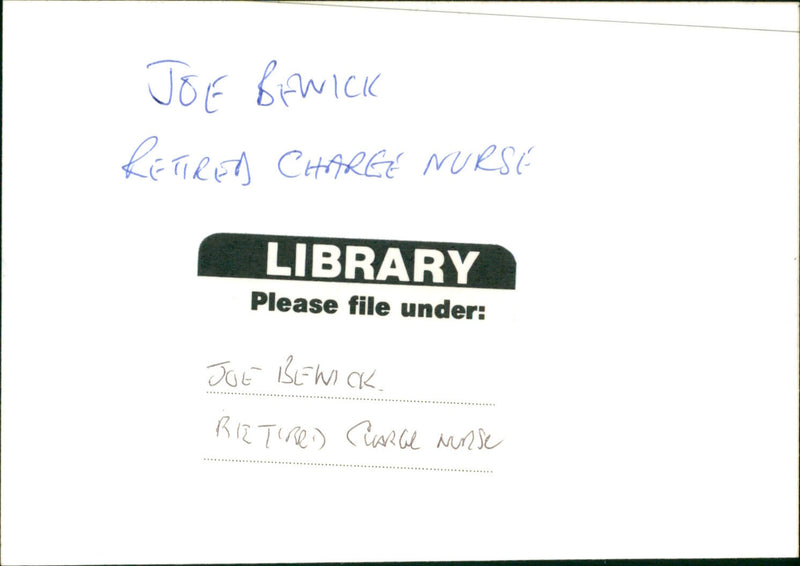 Joe Bewick - Vintage Photograph