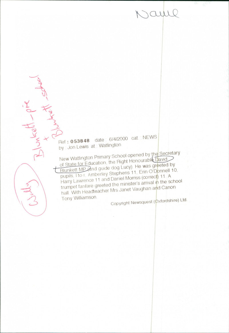 David Blunkett - Vintage Photograph