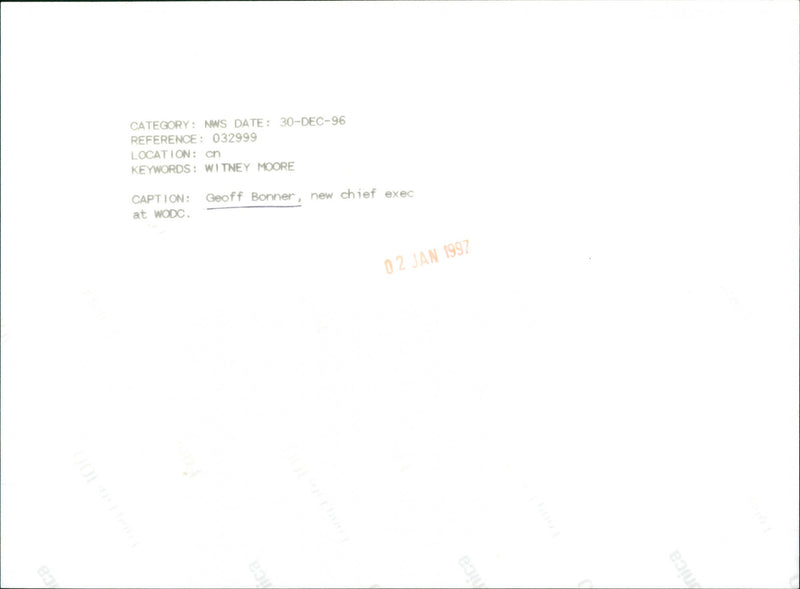 Geoff Bonner - Vintage Photograph