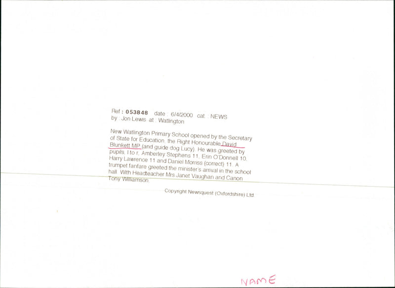 David Blunkett - Vintage Photograph