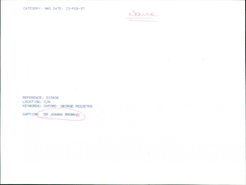 Dr. Joanna Browne - Vintage Photograph