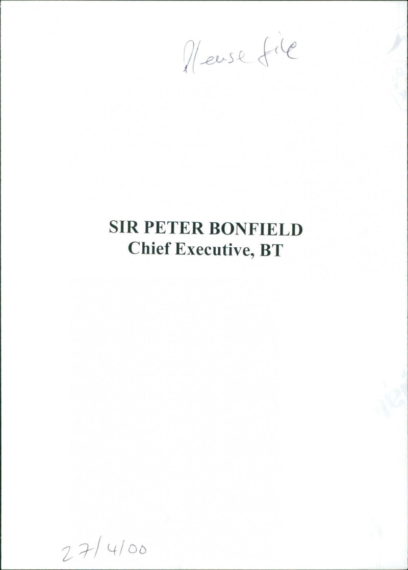 Peter Bonfield - Vintage Photograph