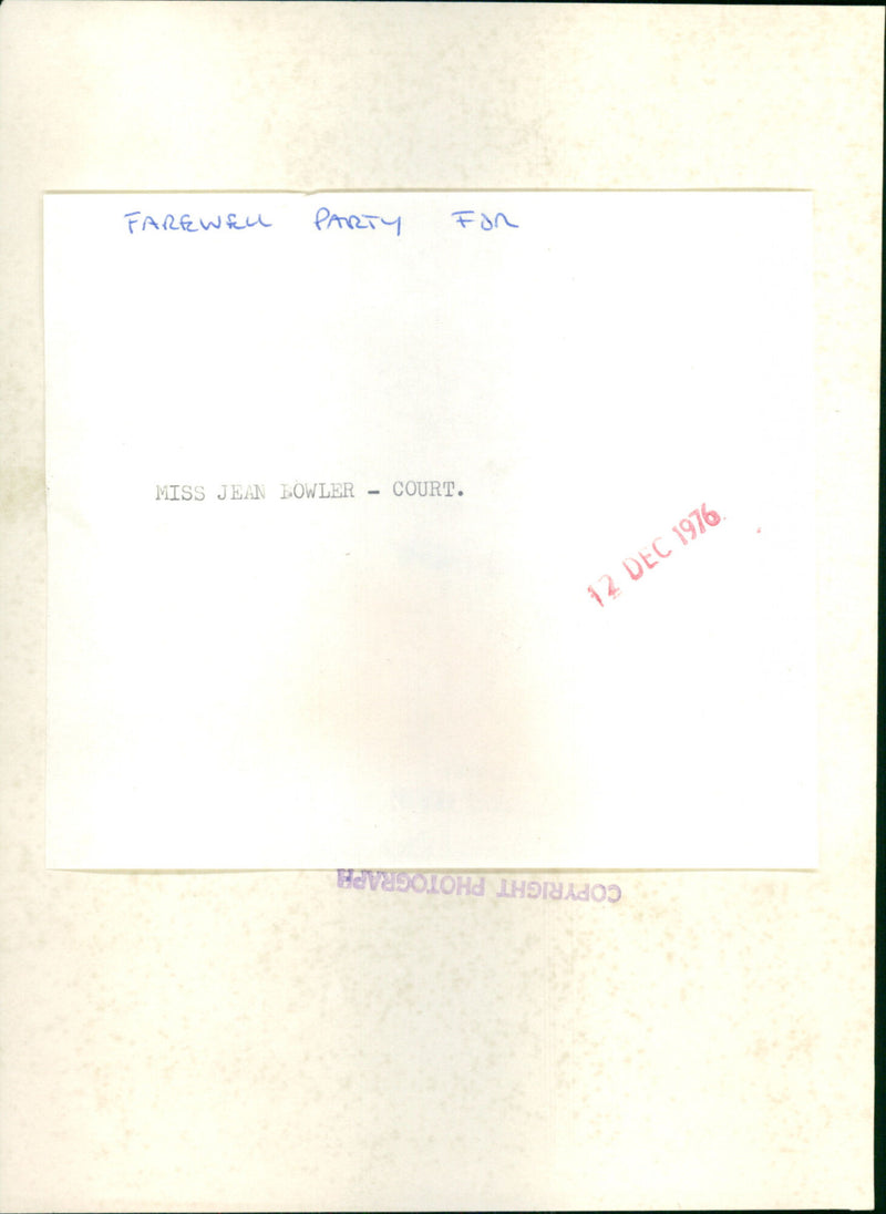 Jean Bowler-Court - Vintage Photograph