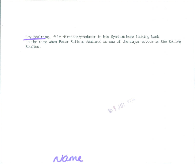 Roy Boulting - Vintage Photograph