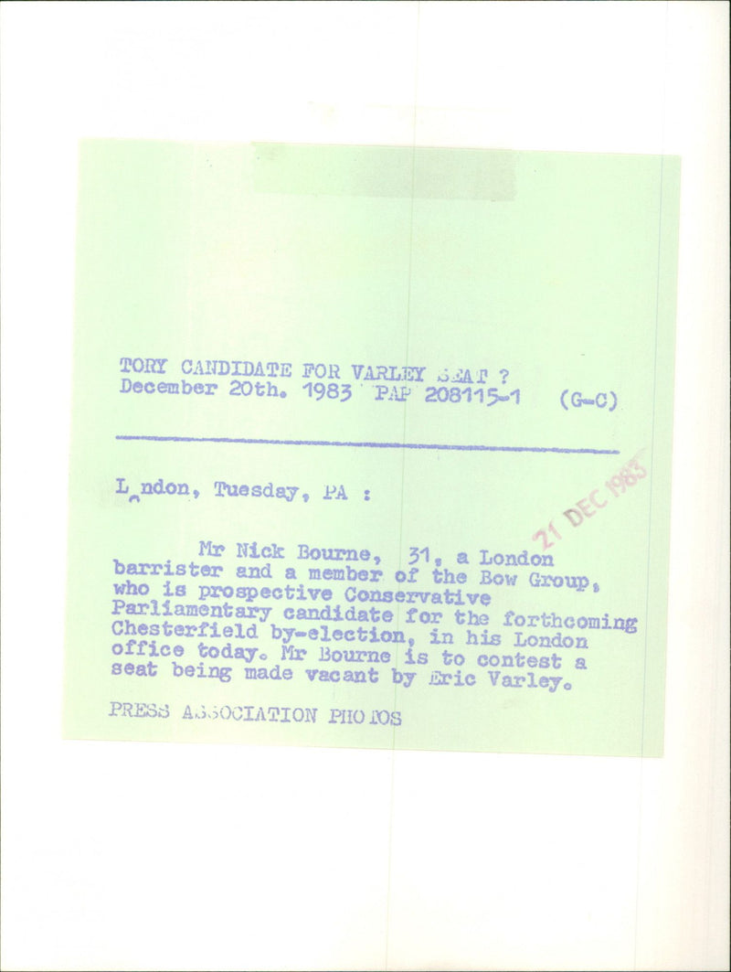 Nick Bourne - Vintage Photograph