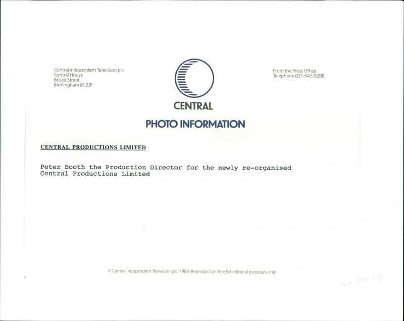 Peter Booth - Vintage Photograph