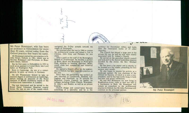 Peter Bosanquet - Vintage Photograph