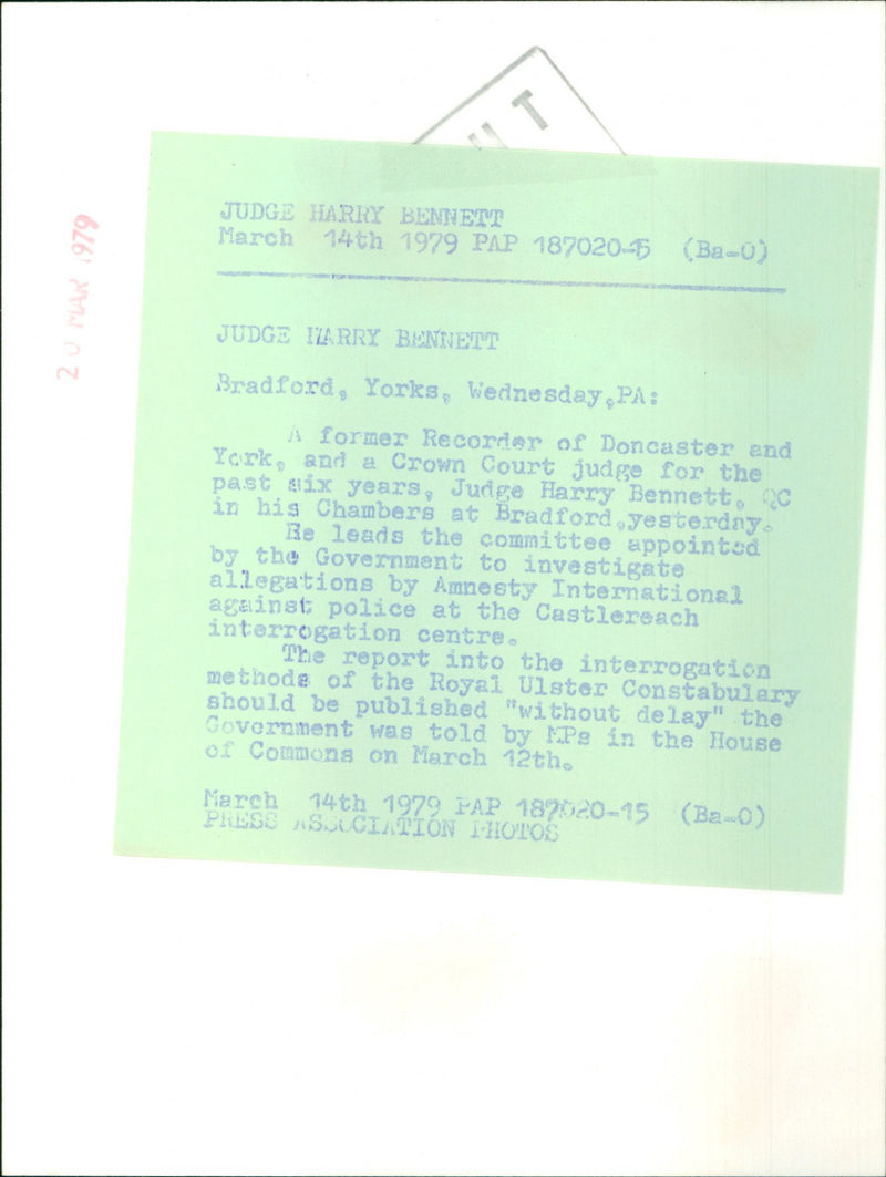 Judge Harry Bennett - Vintage Photograph