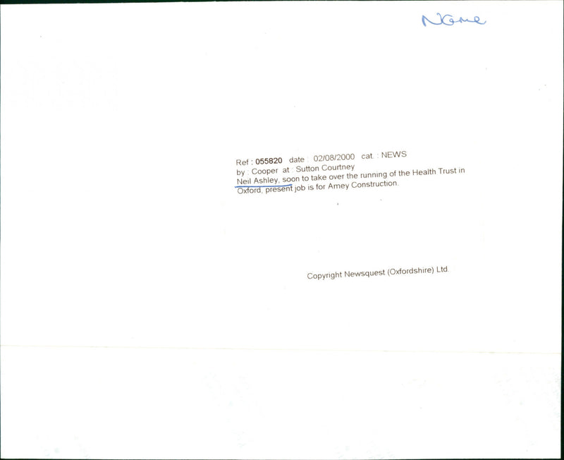 Neil Ashley - Vintage Photograph